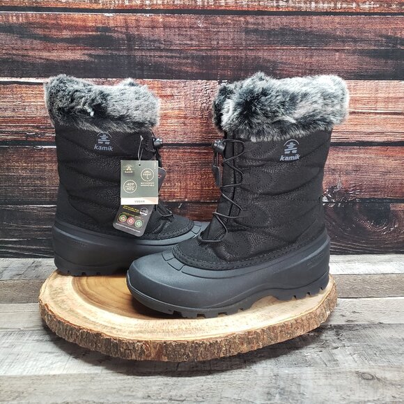 NWT Kamik Snow Boots Size 7 Momentum Waterproof Insulated Outdoor Black Vegan - Picture 1 of 11